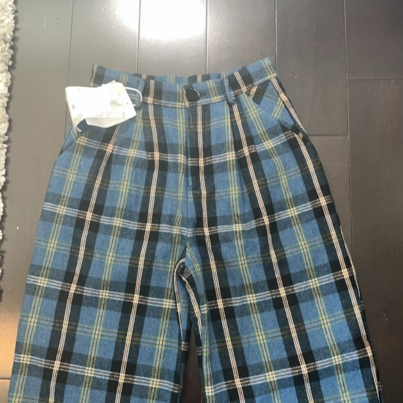 Britney J NWT McGregor Blue Tartan Check Pants. Size Medium - Picture 2 of 7